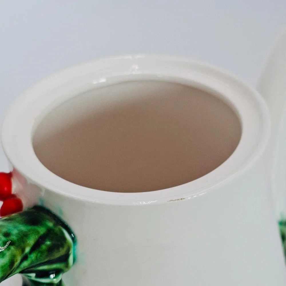 Vintage Lefton Holly Berry Coffee Pot 603 Japan Christmas Porcelain Teapot 9